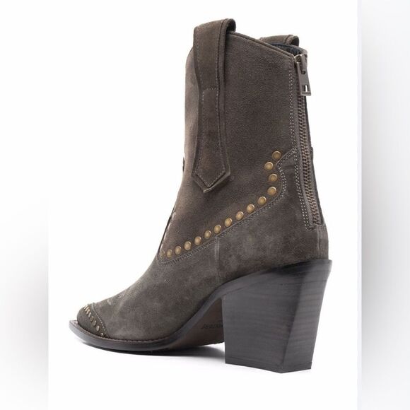 Zadig & Voltaire Cara pointed suede boots in khaki size FR 40/US 9 NEW $798 - Picture 4 of 14
